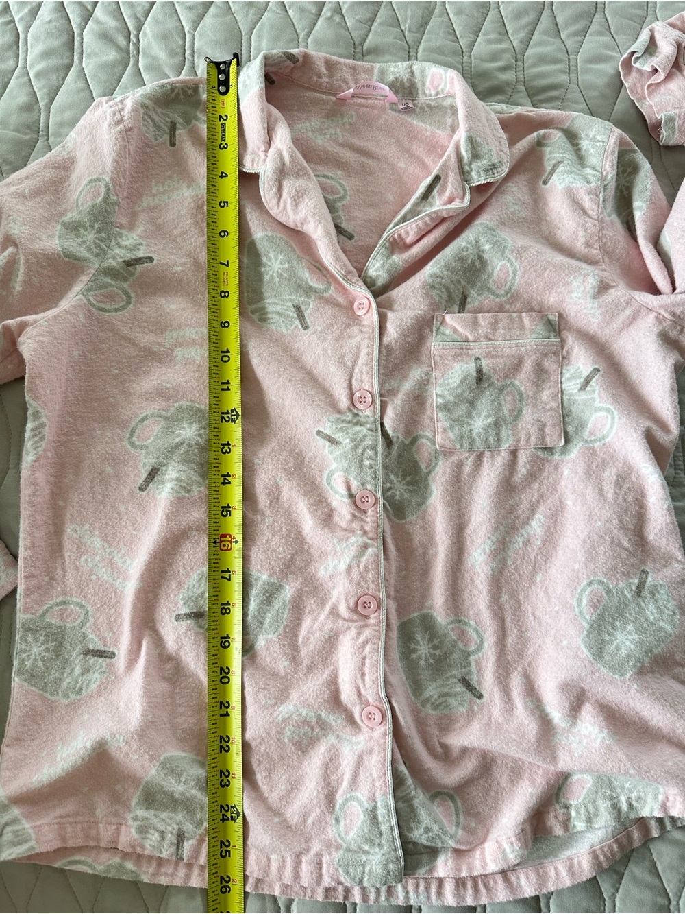 La Vie En Rose Cozy Pink Women's Pajama Set Soft Long-Sleeve Button-Up Flannel L - Picture 10 of 13